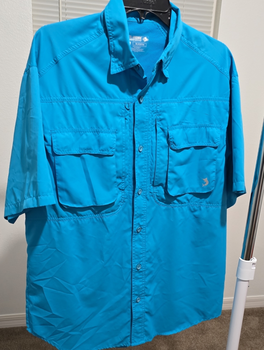Reel Legends Short-Sleeve Fishing Shirt - Bright Turquoise
